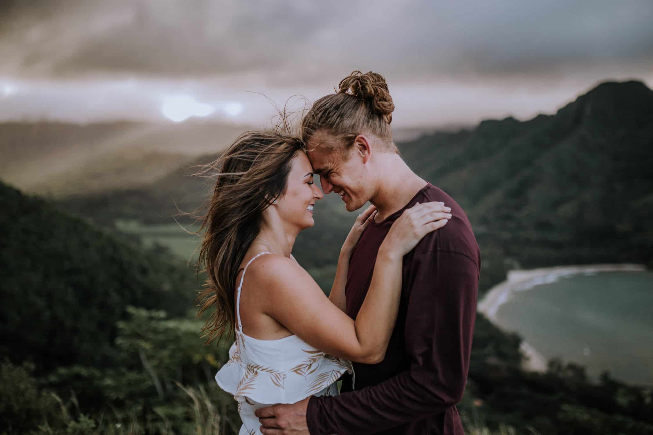 Adventurous mountain top engagement session hawaii by Anela Benavides