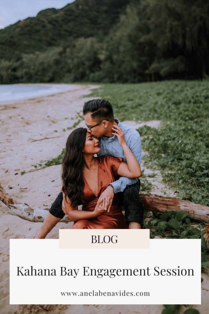Kahana Bay, Oahu, Hawaii Engagement Session including posing ideas and outfit inspiration by Anela Benavides Photography
