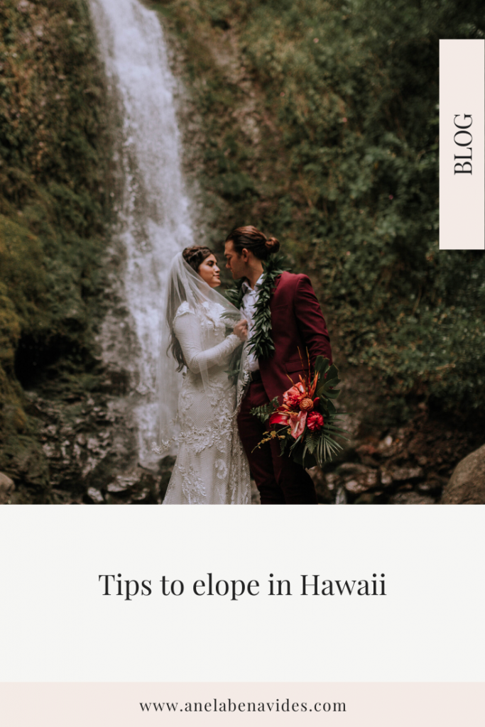 Thinking of eloping in Hawaii? This blog post includes tips for eloping and recommended vendors for your elopement in Oahu, Hawaii #elopement by Anela Benavides