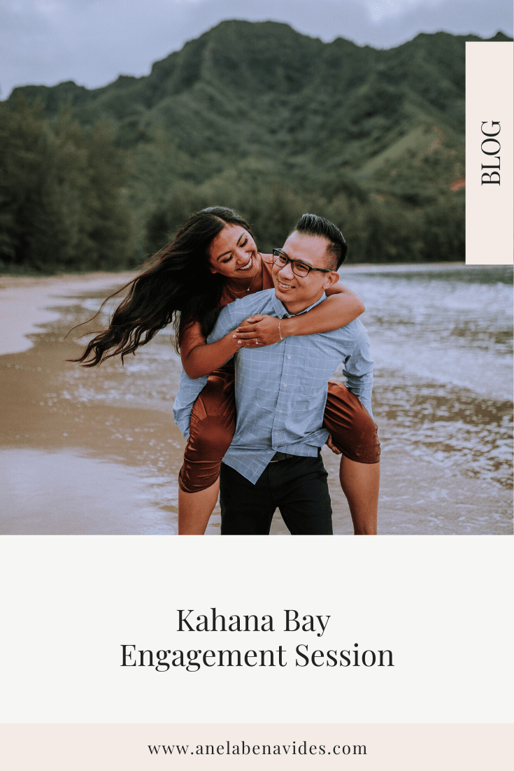 Kahana Bay, Oahu, Hawaii Engagement Session including posing ideas and outfit inspiration by Anela Benavides Photography